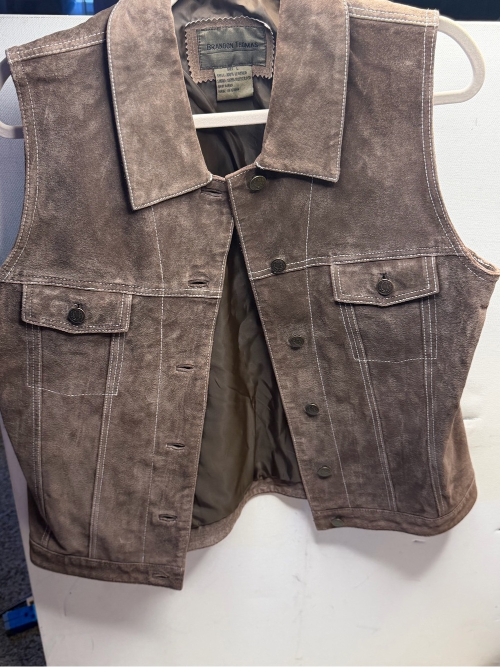 Brandon Thomas Brown Suede Vest